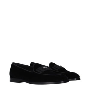 Dolce & Gabbana Black Velvet Slip-On Loafers