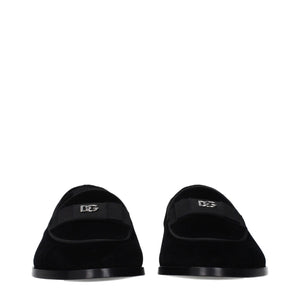 Dolce & Gabbana Black Velvet Slip-On Loafers