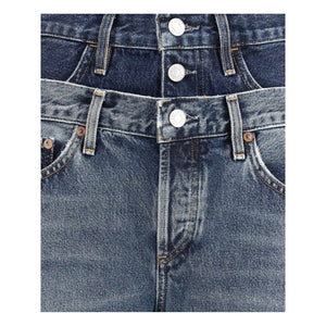 Agolde Blue Recycled Cotton Straight-Leg Jeans