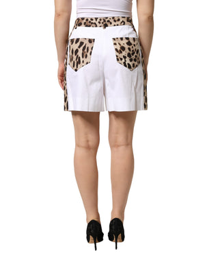 Dolce & Gabbana White Cotton High Waist Bermuda Mini Shorts