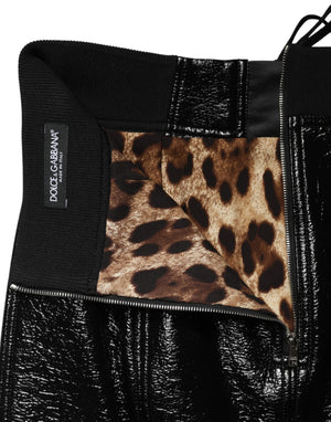 Dolce & Gabbana Black Nylon Eyelet Detail Coated Mini Skirt