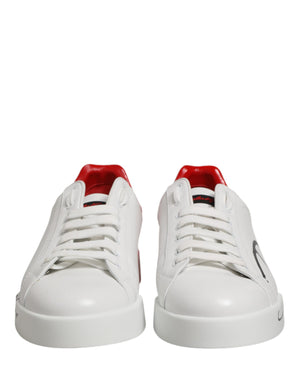 Dolce & Gabbana White Red Portofino Low Top Men Sneakers Shoes