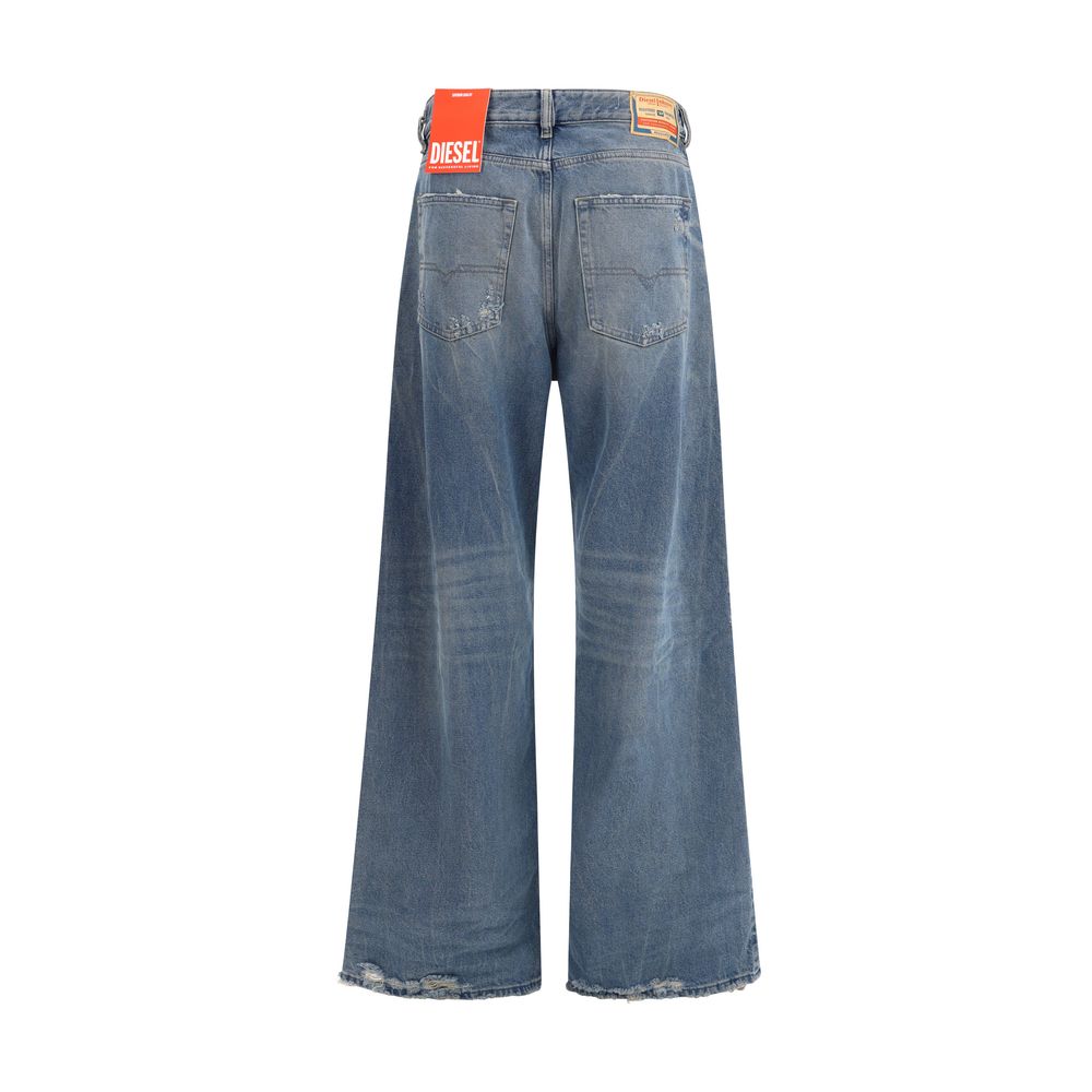 Diesel Blue Cotton Relaxed Fit Jeans