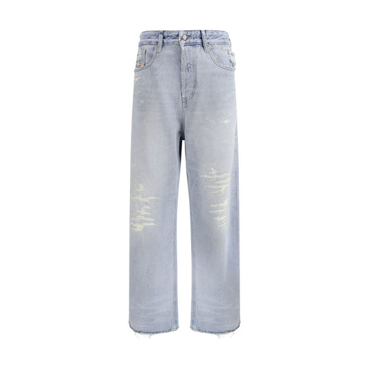Diesel Light Blue Cotton Relaxed Fit Jeans