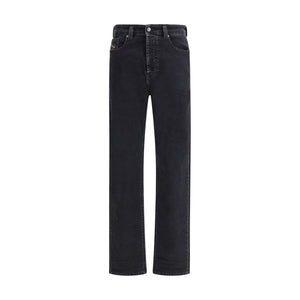 Diesel Black Cotton Relaxed Fit Jeans