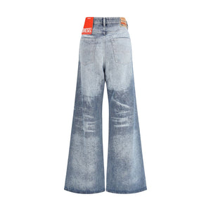 Diesel Blue Cotton Flared Jeans