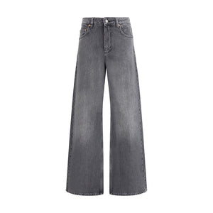 Marine Serre Gray Cotton Flared Jeans