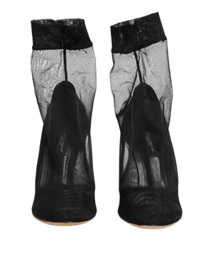 Dolce & Gabbana Black Nylon Stretch Mesh Sock Boots  Shoes