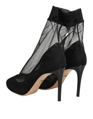 Dolce & Gabbana Black Nylon Stretch Mesh Sock Boots  Shoes