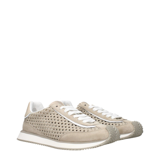 Dolce & Gabbana Beige Fabric Low Top Sneakers