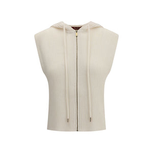 Max Mara White Wool Sleeveles Sweater