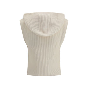 Max Mara White Wool Sleeveles Sweater
