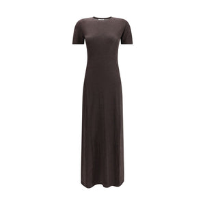 Ferragamo Brown Fleece Wool Long Dress