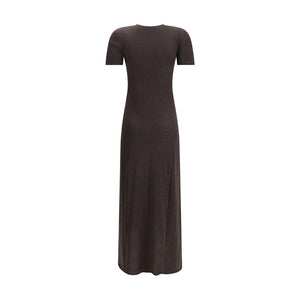 Ferragamo Brown Fleece Wool Long Dress
