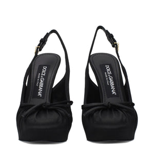 Dolce & Gabbana Black Satin High Heel Pumps