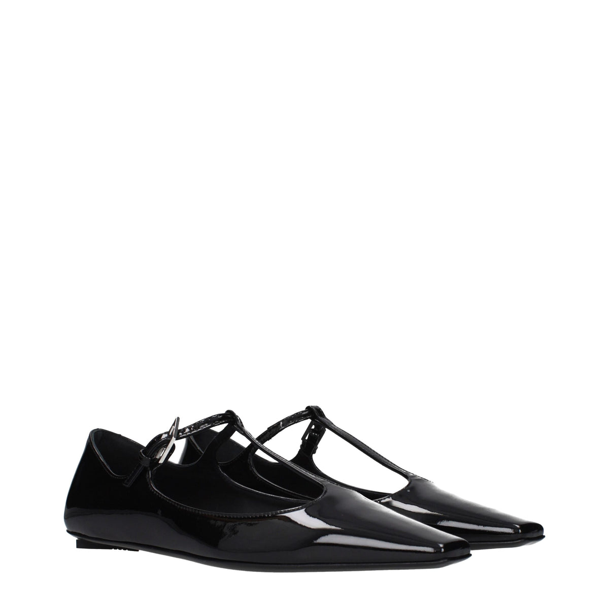 The Attico Black Leather Ballet Flats