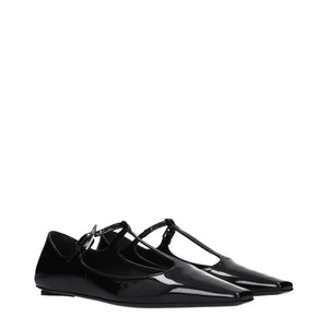 The Attico Black Leather Ballet Flats
