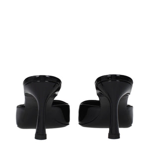 The Attico Black Leather Sandals