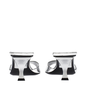 The Attico Gray Leather Sandals