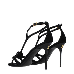Balmain Black Leather Stiletto Heel Sandals