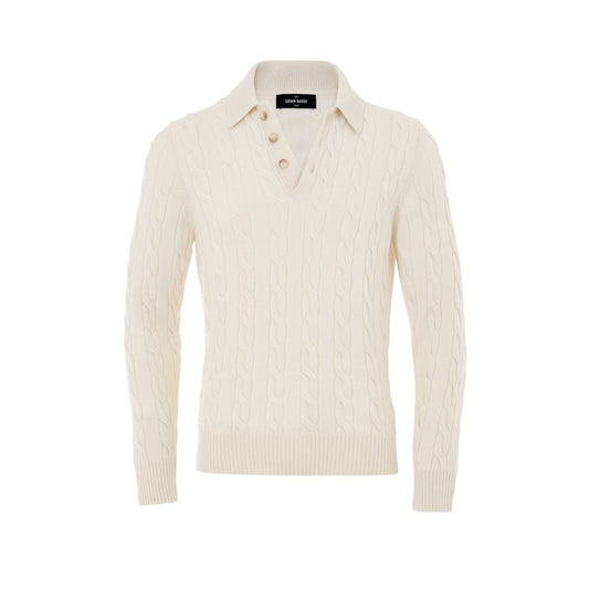 Gran Sasso White Cashmere Cashmere Sweater