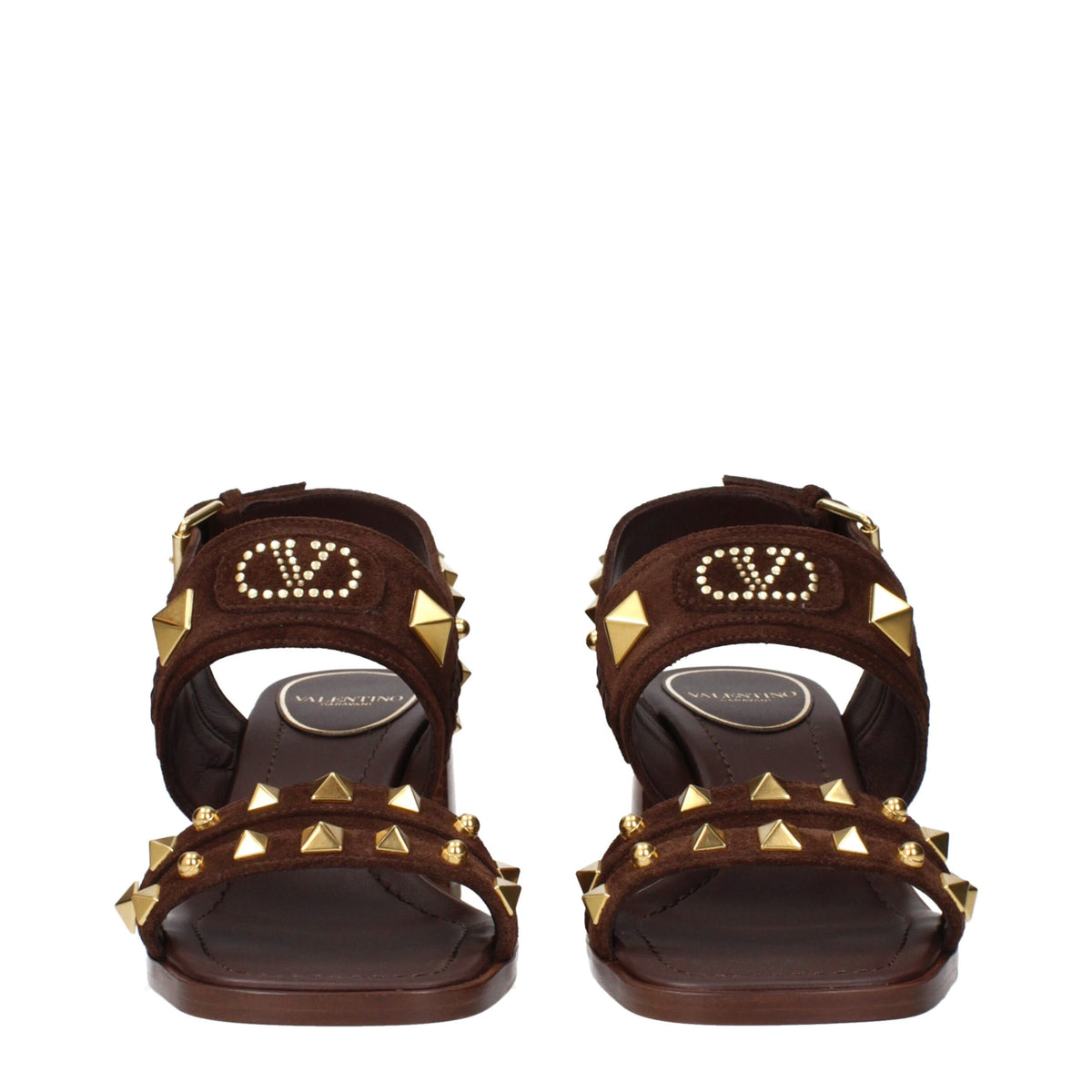 Valentino Garavani Brown Leather Strap-On Sandals