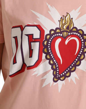 Dolce & Gabbana Pink Graphic Print Cotton Crew Neck T-shirt
