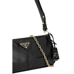 Prada Black Calf Leather Bos Taurus Shoulder Bag
