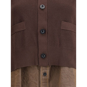 Sacai Brown Cotton Cardigan