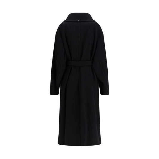 Max Mara Black Fleece Wool Coat