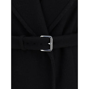 Max Mara Black Fleece Wool Coat