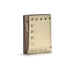 Valentino Garavani Gold Calf Leather Bos Taurus Wallet