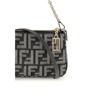 Fendi Blue Cotton Clutch Bag