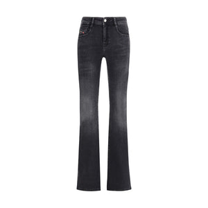 Diesel Black Cotton Bootcut Jeans