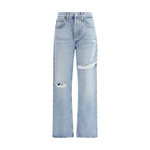Agolde Light Blue Cotton Straight-Leg Jeans
