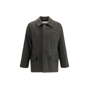 Ami Paris Gray Fleece Wool Coat