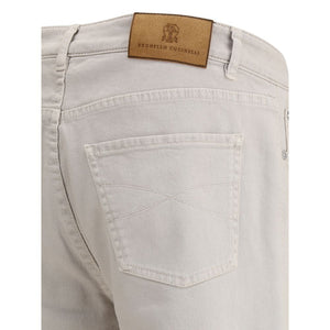Brunello Cucinelli Beige Cotton Straight-Leg Jeans