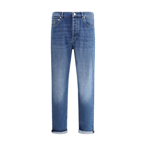 Brunello Cucinelli Blue Cotton Straight-Leg Jeans