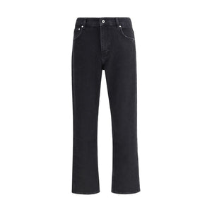 Represent Black Cotton Straight-Leg Jeans