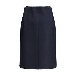 Prada Blue Fleece Wool Midi Skirt