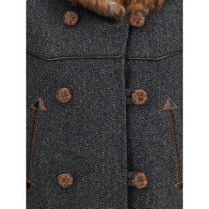 Prada Gray Fleece Wool Coat