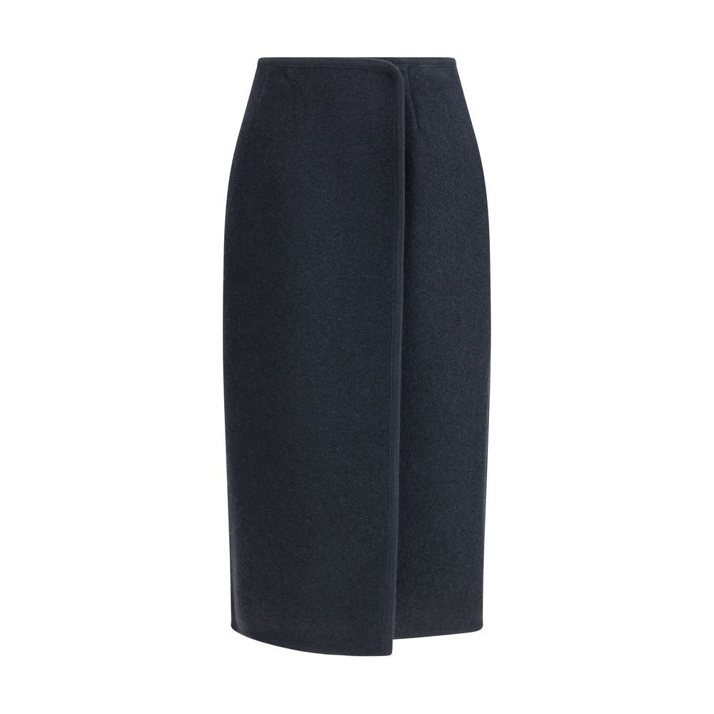 RIER Blue Fleece Wool Midi Skirt