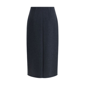 RIER Blue Fleece Wool Midi Skirt