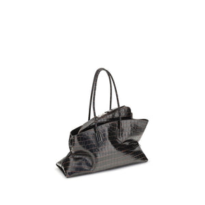 The Attico Black Calf Leather Bos Taurus Shoulder Bag