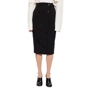 Alaïa Black Elastane Midi Skirt