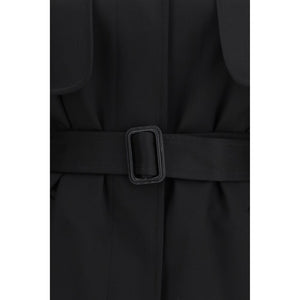 The Row Black Fleece Wool Trench Coat