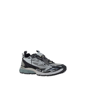 Off-White Gray Polyester Athletic Sneakers