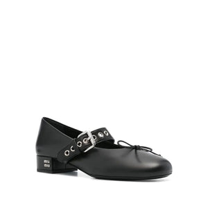 Miu Miu Black Calfskin Mid Heel Pumps