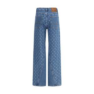 Marine Serre Light Blue Cotton Relaxed Fit Jeans