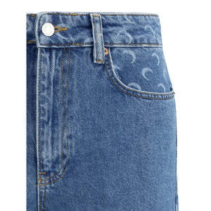 Marine Serre Light Blue Cotton Relaxed Fit Jeans